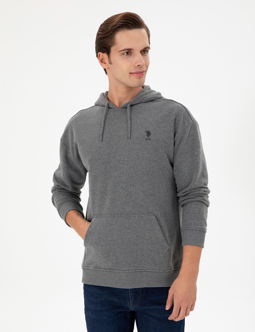 Мужской базовый свитшот антрацитовый меланж Неожиданная скидка в корзине - U.s. polo assn фото 3