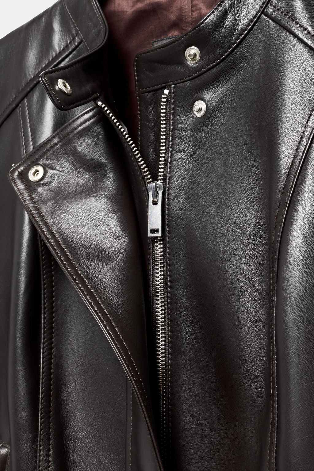 CHAQUETA PIEL 100% ZW COLLECTION LIMITED EDITION / Marr?n oscuro - Zara фото 9