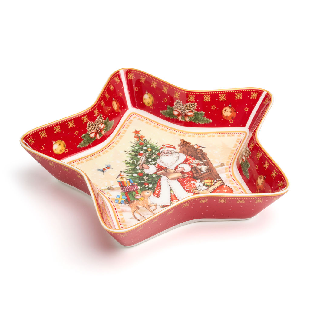 БЛЮДО-ЗВЕЗДА LEFARD ДЕД МОРОЗ 28*28*5 СМ КРАСНОЕ (КОР=8ШТ.)  фото 6