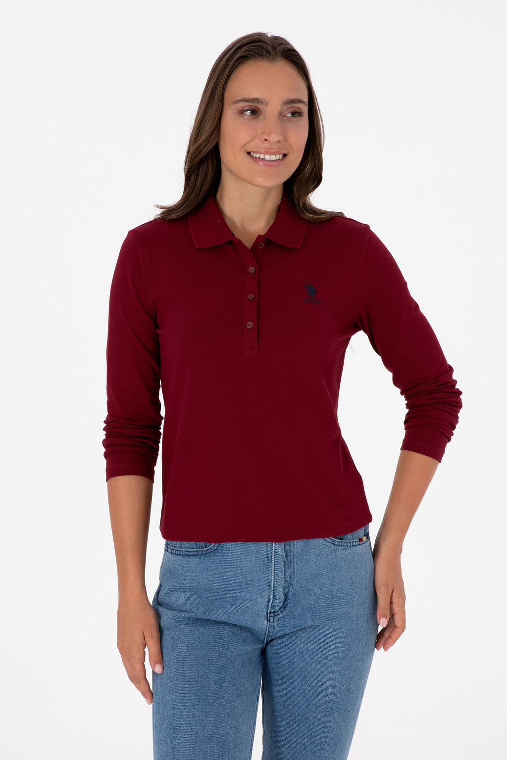 Kad_n Bordo Basic Polo Yaka Sweatsh_rt Sepette S_rpriz _ndirim - U.s. polo assn фото 8