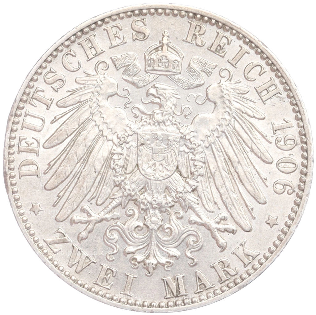 Монета 2 марки 1906 года Е Германия (Саксония)