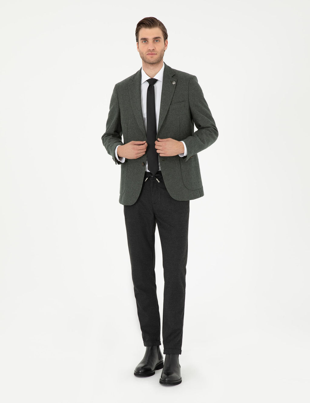 Antrasit Slim Fit Kanvas Pantolon - Pierre cardin фото 3