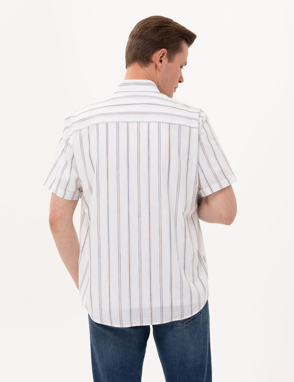 Lacivert Comfort Fit K_sa Kollu G_mlek