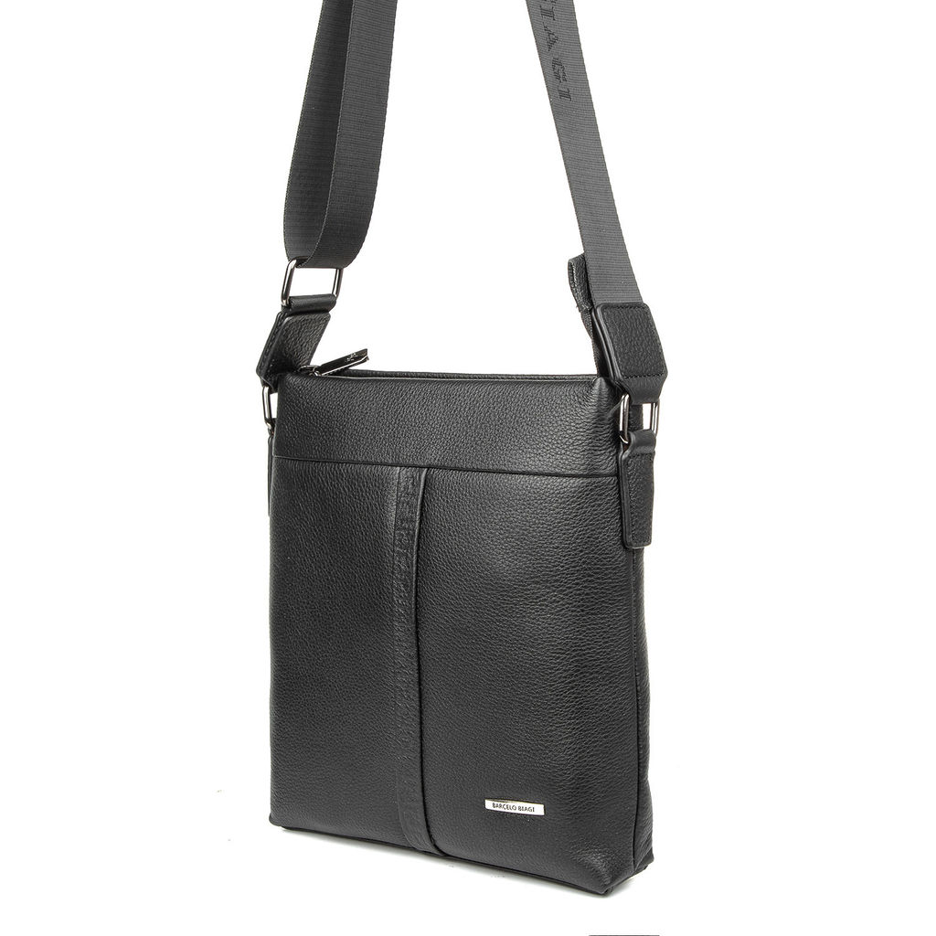 7554-1 black, Мужская кожаная сумка "мессенджер", Barcelo Biagi