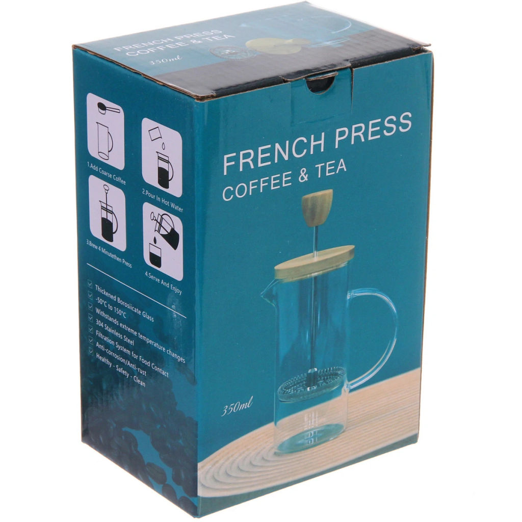 Френч-пресс 350мл "Хай-Тек" с бамбуковой крышкой