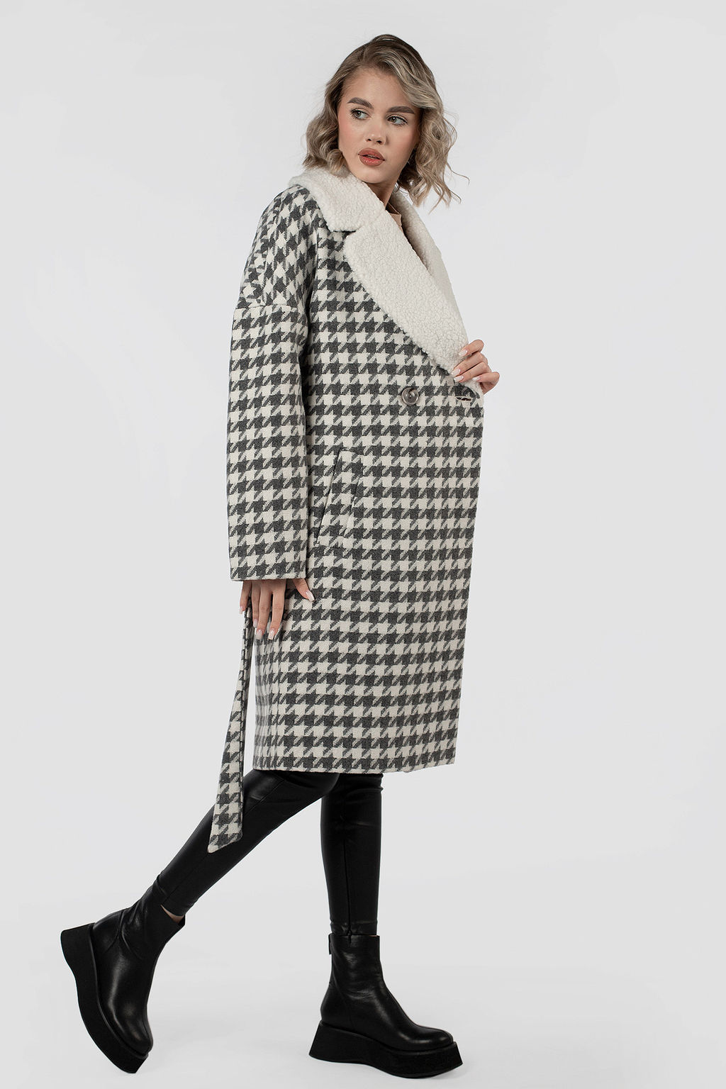 02-3165 Пальто женское утепленное (пояс) - El podio фото 3