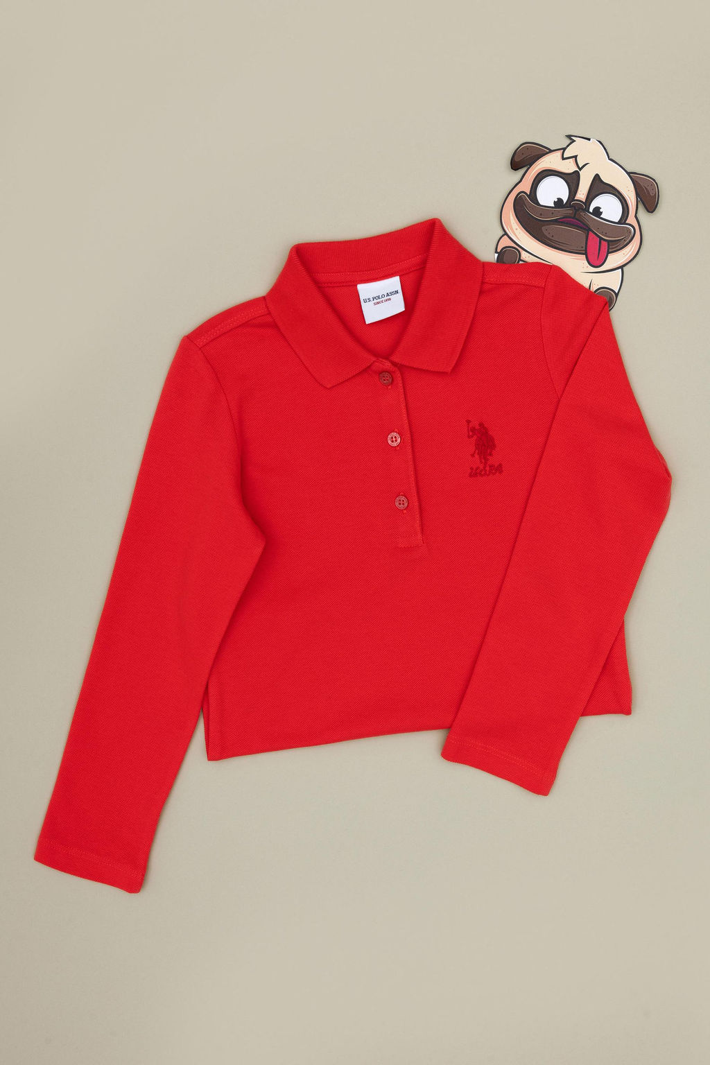 K_z _ocuk K_rm_z_ Polo Yaka Basic Sweatshirt Sepette S_rpriz _ndirim
