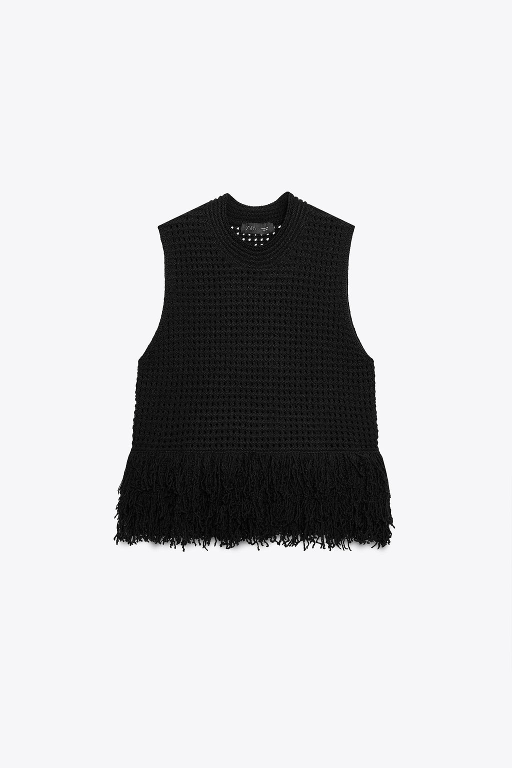 CHECK KNIT TOP WITH FRINGING - Zara фото 4