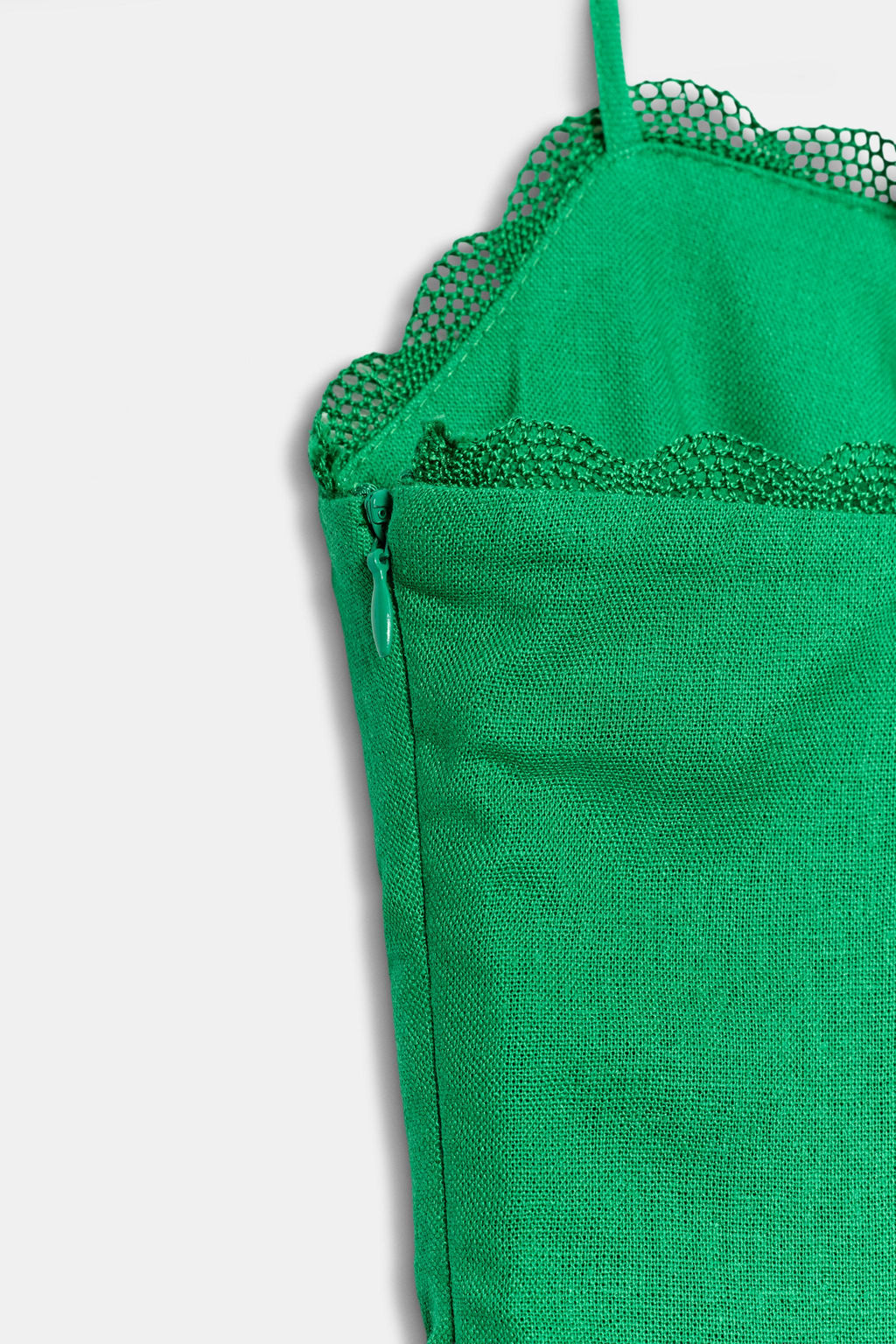 VESTIDO MIDI TIRANTES CON LINO / Verde - Zara фото 7