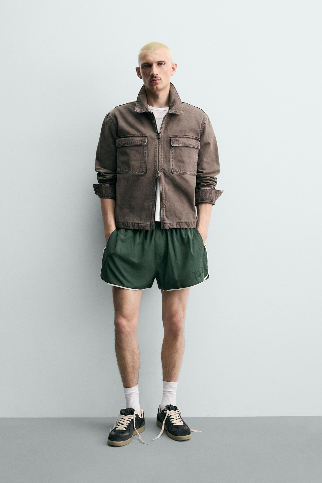 CAZADORA CROPPED FIT CREMALLERA / Marr?n / Topo