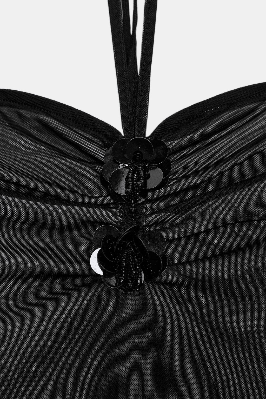 TOP HALTER TUL FLOR / Negro