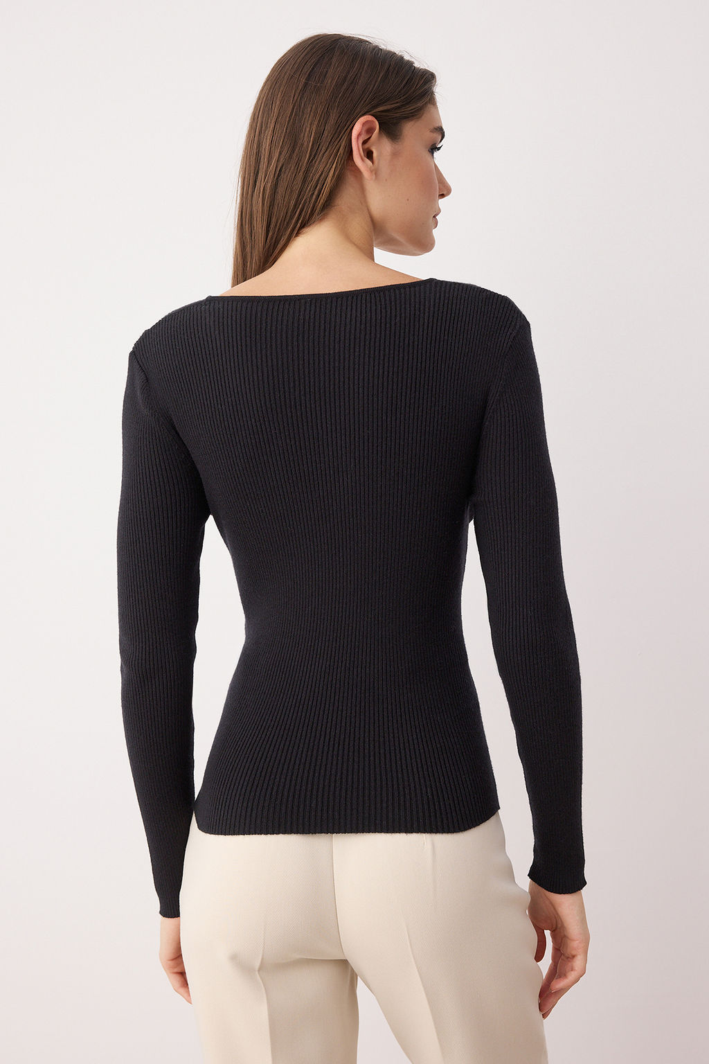 Kahverengi Premium Iplik/Ozel Iplik Fitted/Vucuda Oturan Ustu Drape Triko Kazak TWOAW26KZ00061 - Trendyolmilla фото 12