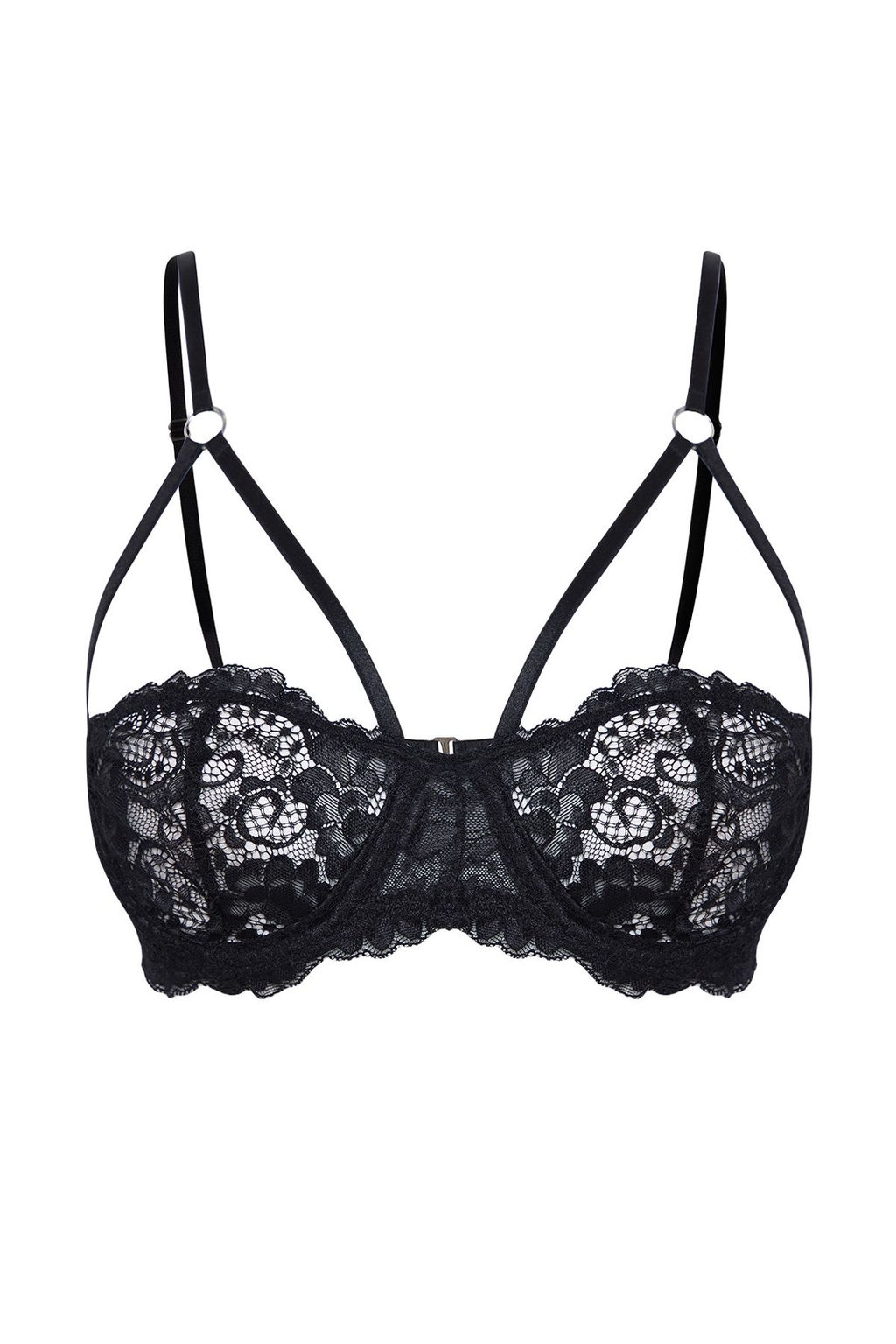 TRENDYOLMILLA Siyah Dantelli Biyeli Ip Ask?l? Balenli Kaps?z Balconette Orme Sutyen THMSS23SU00076  фото 10