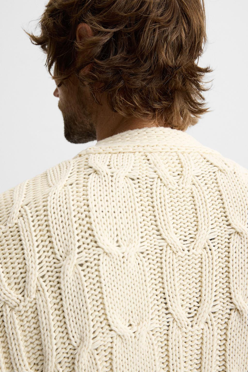 TEXTURED CABLE-KNIT CARDIGAN - Zara фото 7