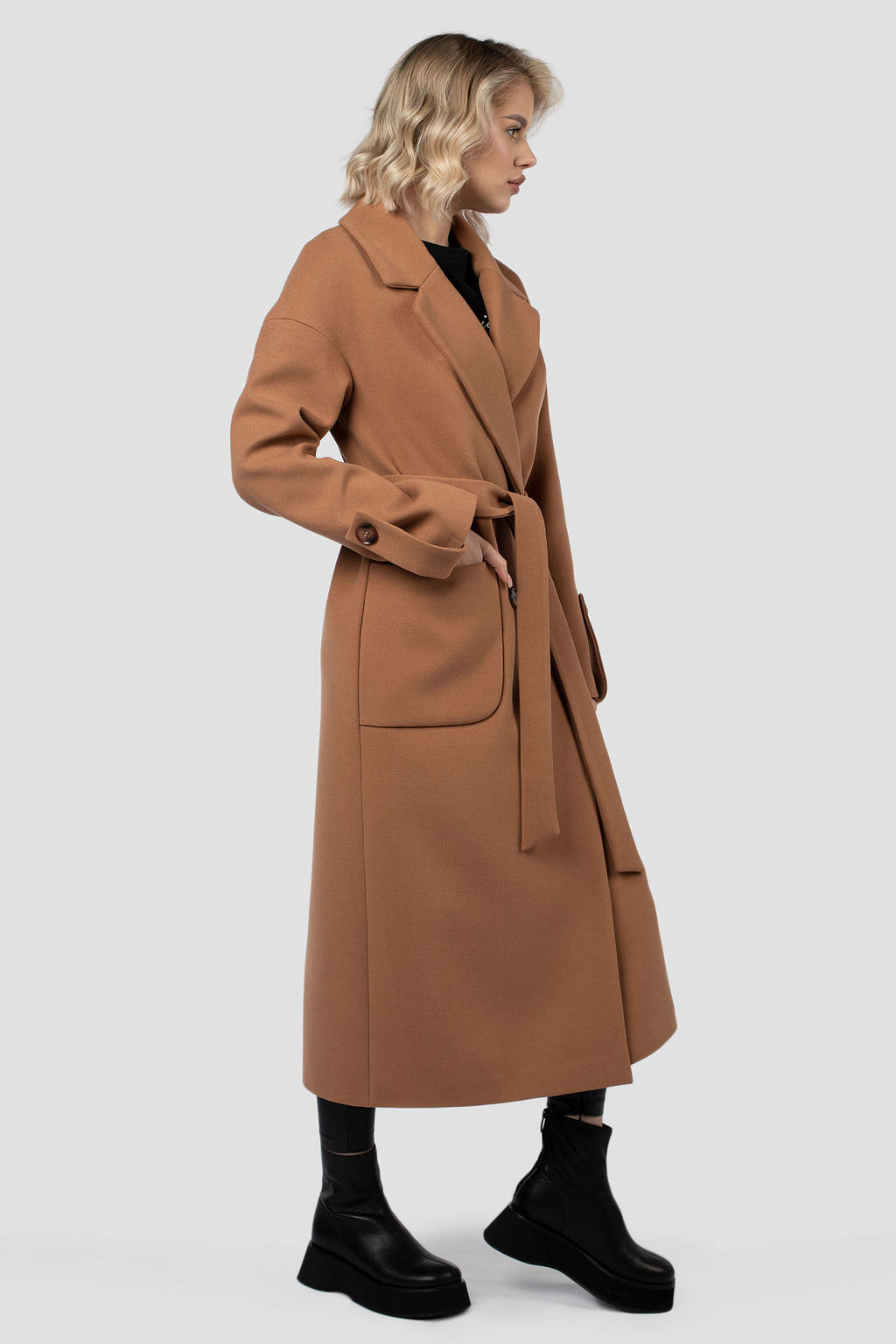 01-11969 Пальто женское демисезонное (пояс) - El podio фото 3