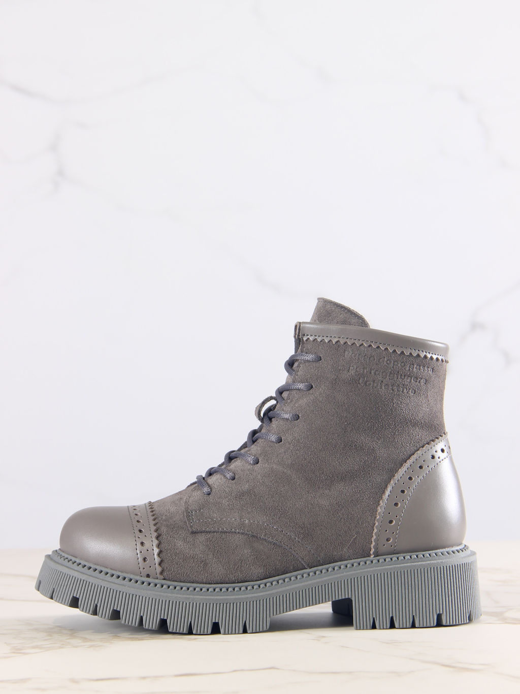 Ботинки 319.taskanagr.Серый замок замша+игуана/байка