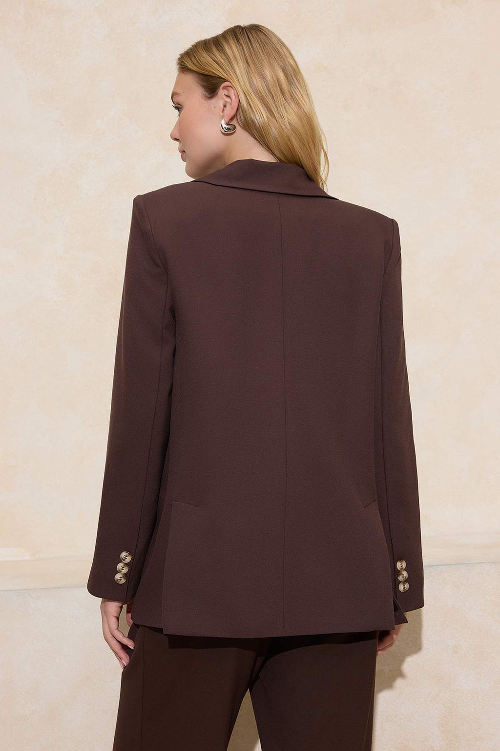 Koyu Kahverengi Regular Astarl? Dokuma Blazer Ceket TWOAW23BC0013