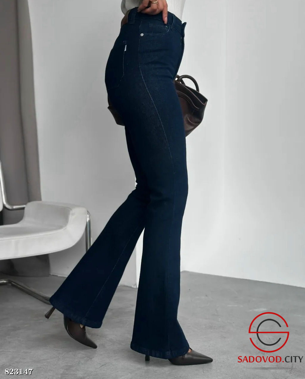 Джинсы женские клеш с высокой посадкой