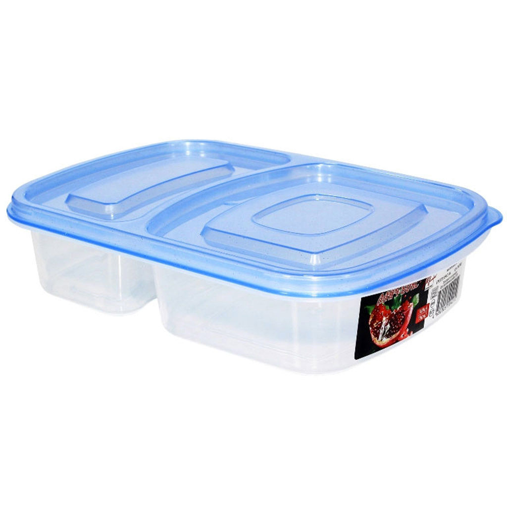 Контейнер для продуктов пластмассовый Ланч-Бокс 23,5х16х5,5см, 2 отделения, цвета микс (Россия)