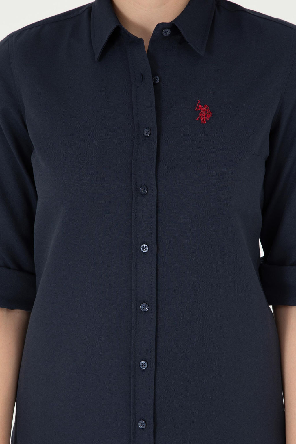 Женская базовая рубашка темно-синего цвета с длинным рукавом - U.s. polo assn фото 12