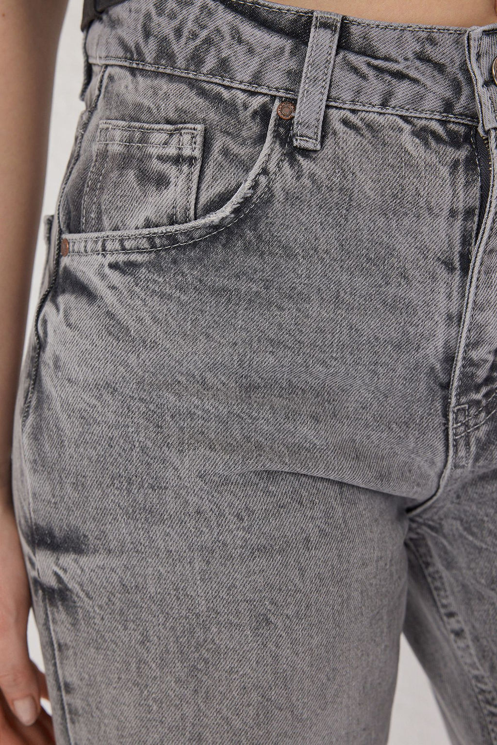 Gri Y?rt?k Detayl? Normal Bel Wide Leg Jeans TWOSS25JE00216 - Trendyolmilla фото 4