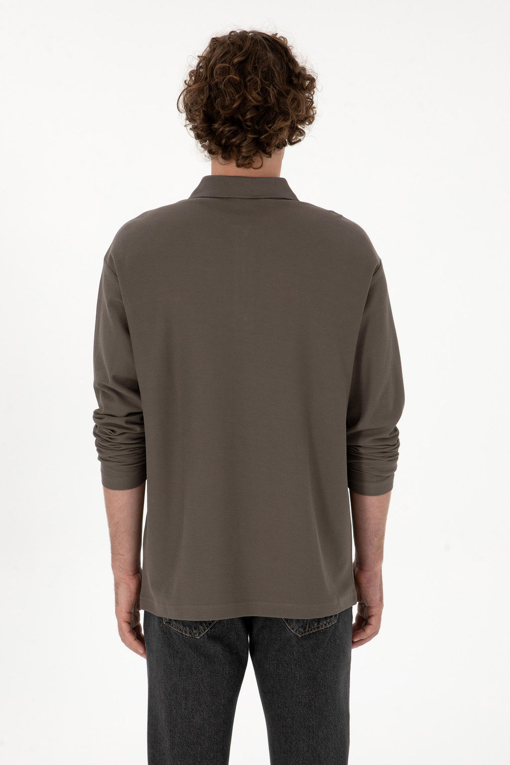 Erkek Comfort Fit Yar_m Fermuarl_ Vizon Sweatshirt