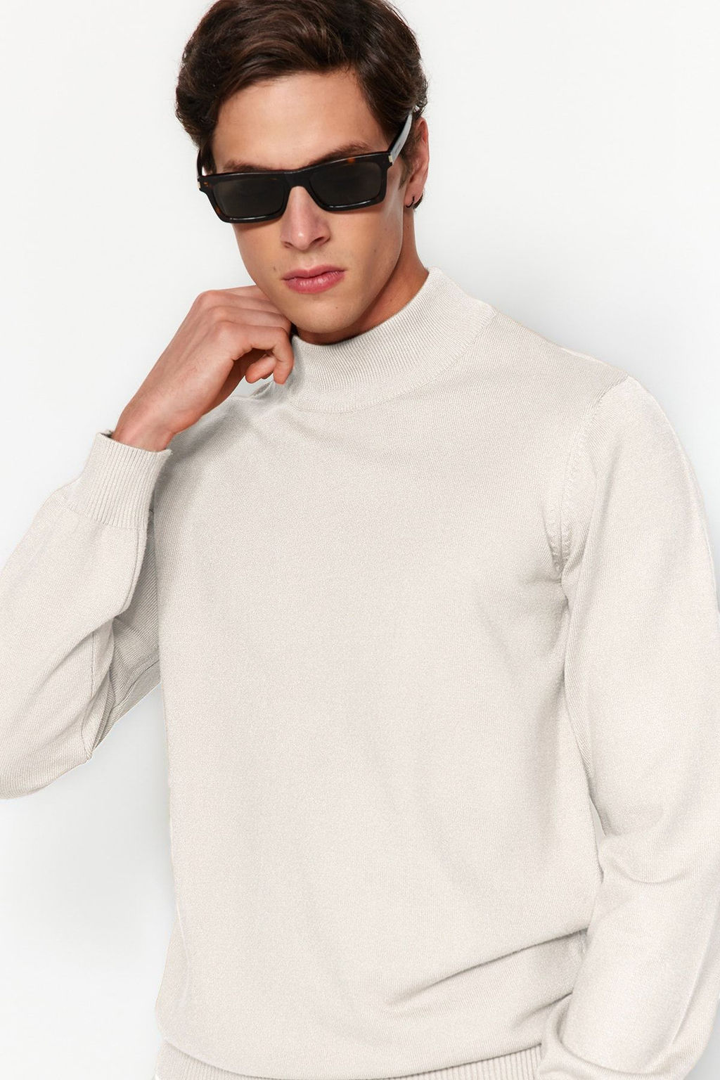 TRENDYOL MAN Premium Camel Regular Fit Yar?m Bal?kc? Yaka Yumusak Basic Triko Kazak TMNAW24KZ00055 - Trendyolmilla фото 39