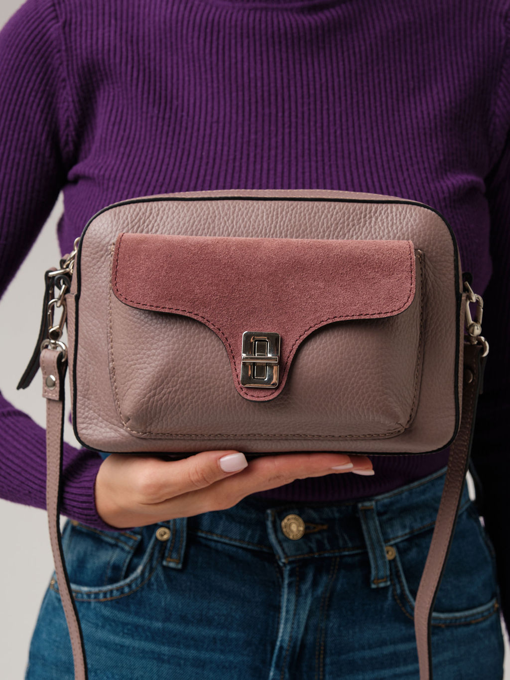 Сумка кросс-боди Deboro 30270 розово-серый