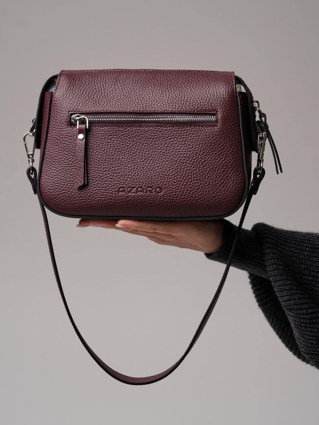 Сумка кожаная кросс-боди Azaro 3684 зимняя вишня