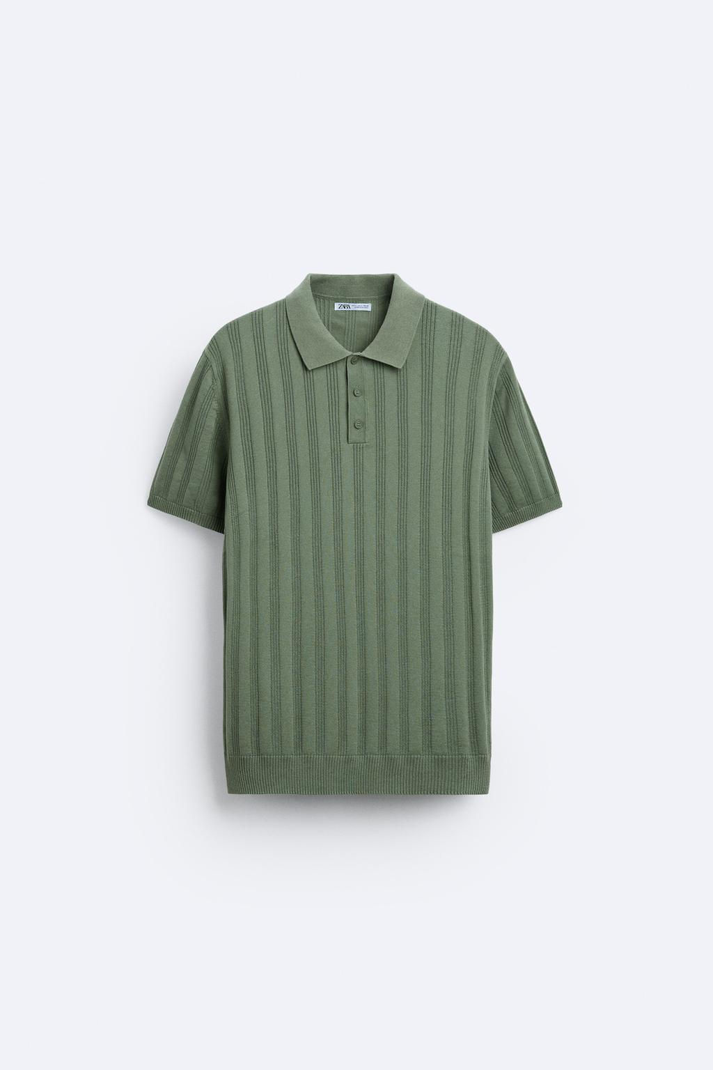 RIBBED KNIT POLO SHIRT - Zara фото 13