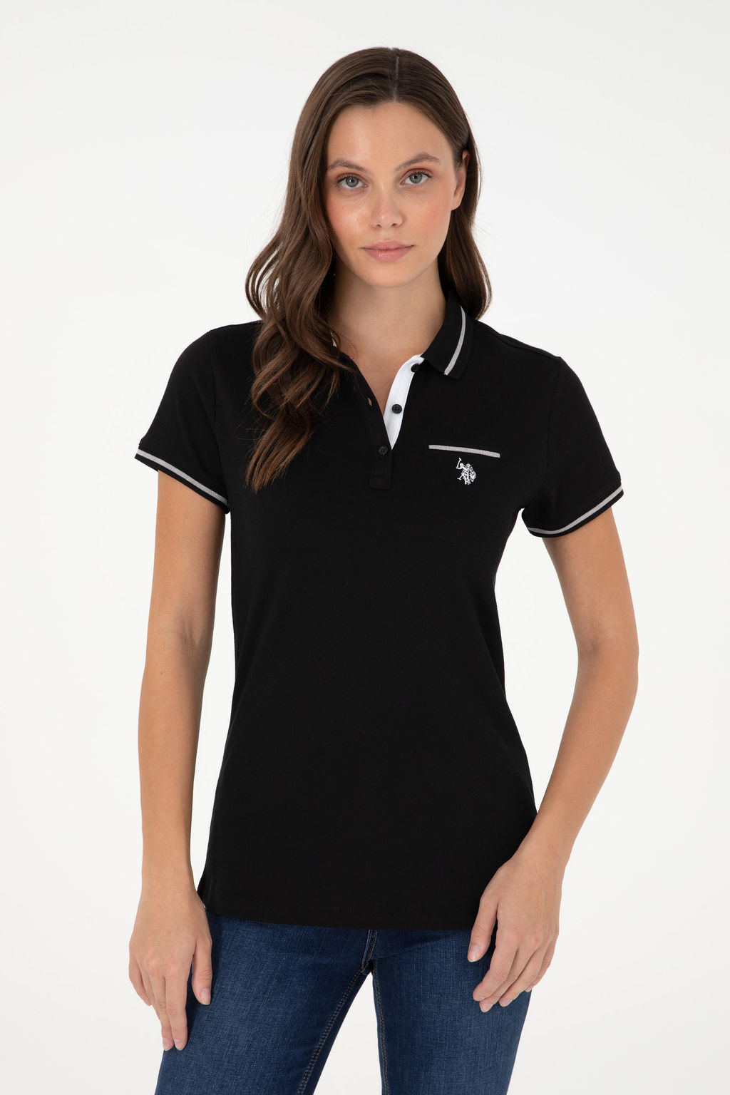 Женская черная футболка Неожиданная скидка в корзине - U.s. polo assn фото 3