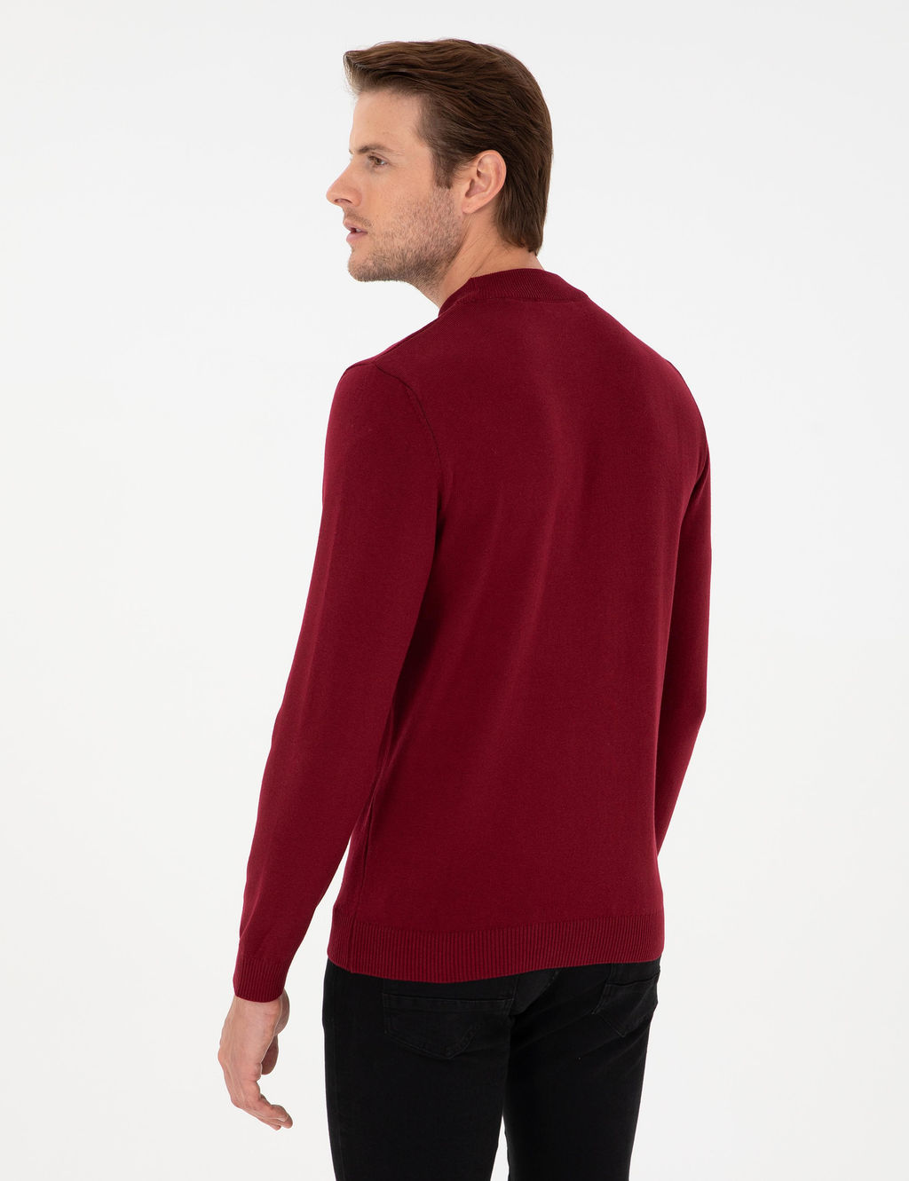 Vi_ne Slim Fit Yar_m Bal_k__ Yaka Basic Triko Kazak