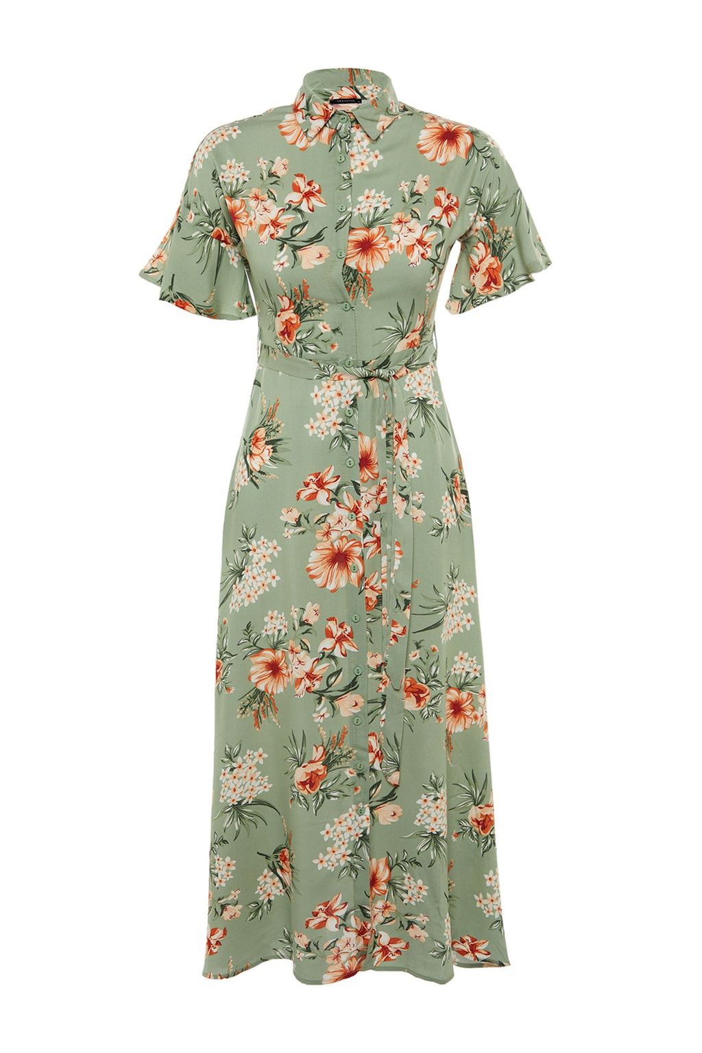 TRENDYOLMILLA Siyah Kusakl? Puantiyeli Maxi Viskon Dokuma Gomlek Elbise TWOSS19EL0094  фото 19