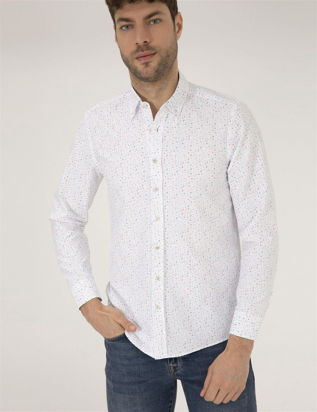 Pembe Slim Fit Uzun Kollu G_mlek - Pierre cardin фото 3
