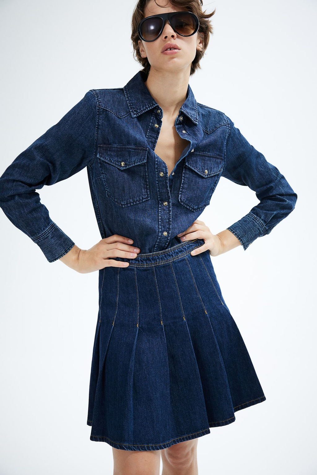 Falda denim tableada - H&m фото 2