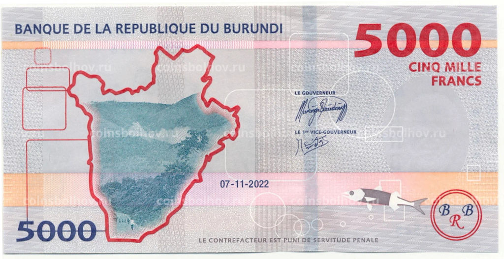 Банкнота 5000 франков 2022 года Бурунди