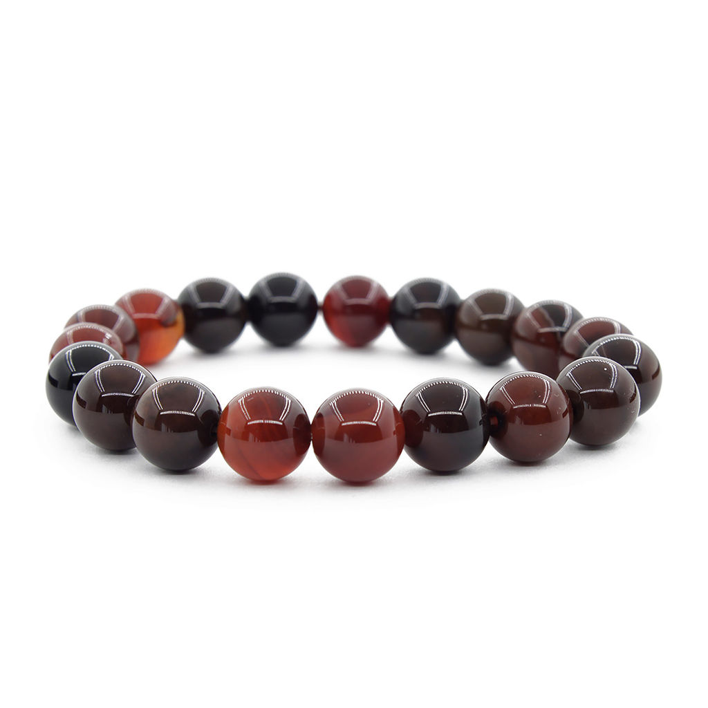 Агат коричневый 10мм, браслет "Классика" длина 18см