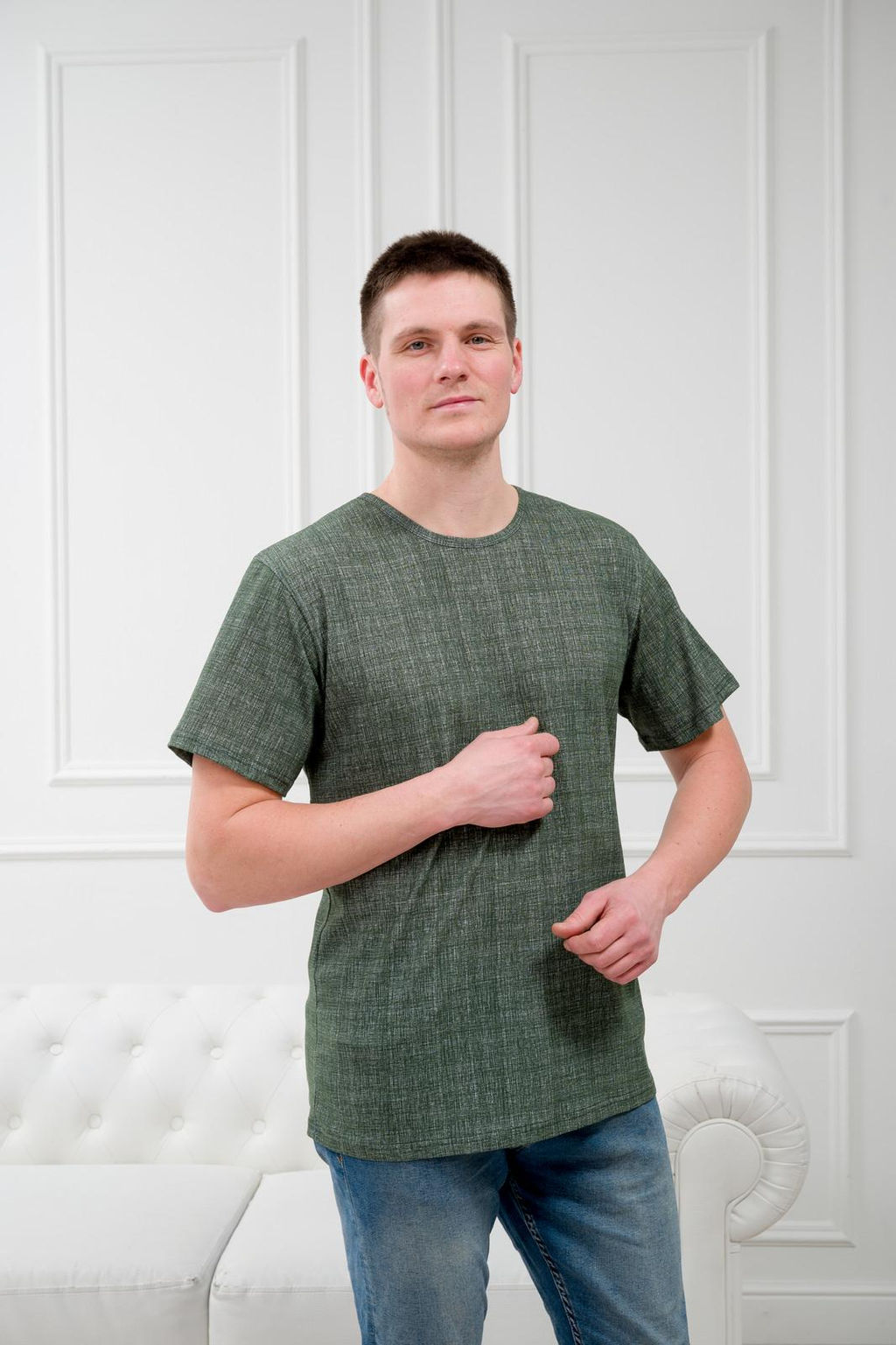Футболка мужская из кулирки олива - Амадэль фото 6