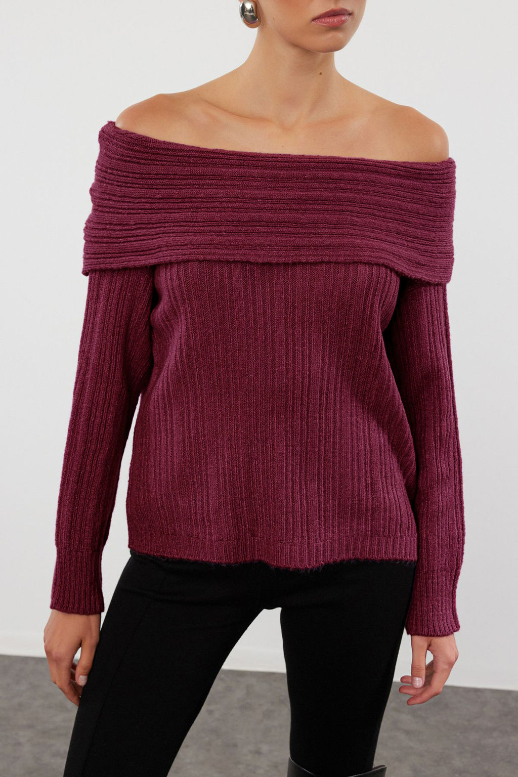 Ekru Yumusak Dokulu Carmen Yaka Triko Kazak TWOAW25KZ00076 - Trendyolmilla фото 25