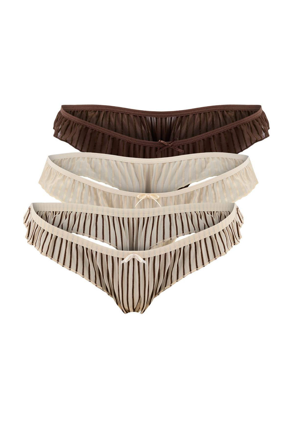 Kahverengi-Cok Renkli 3lu Tul Cizgili Tanga Kulot THMSS26KU00012