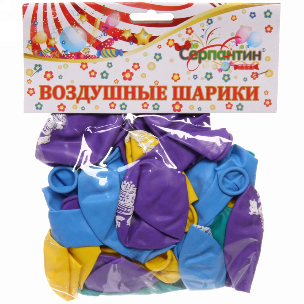 Цена за 2 шт. Воздушные шары 25 шт, 10"/25см "Сундук с сокровищами", (микс)