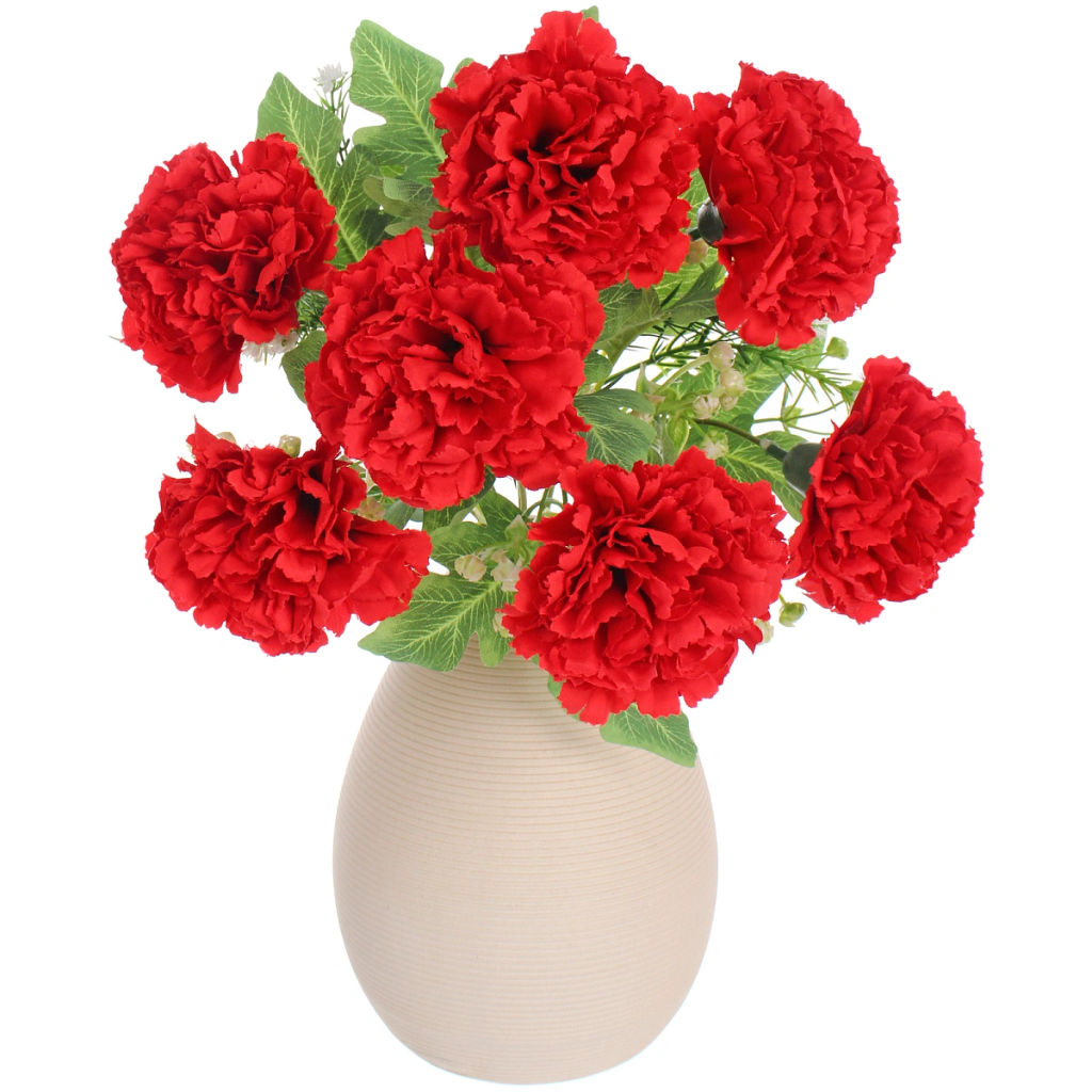 Искусственные цветы "Букет гвоздик" 35см 7 цветков красные