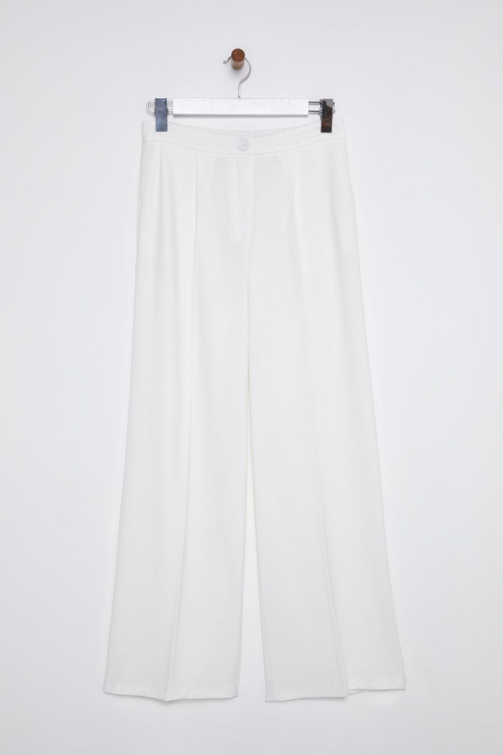 TRENDYOLMILLA Beyaz Arkas? Lastikli Wide Leg/Genis Paca Dusuk Bel Dokuma Pantolon TWOSS25PL00021  фото 7