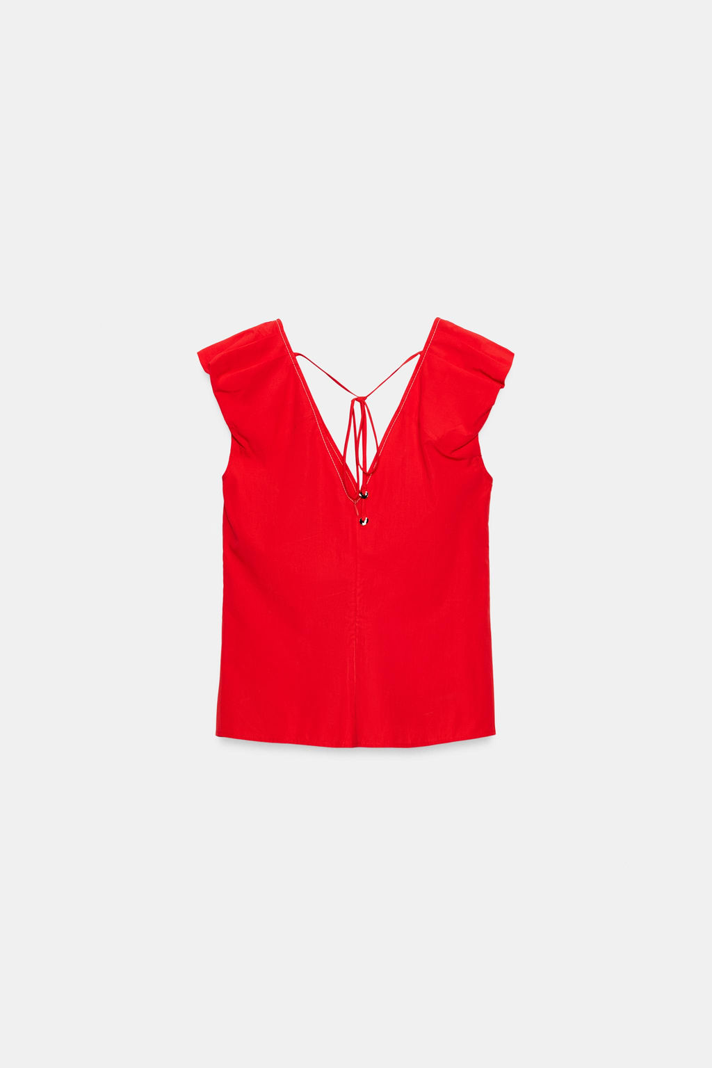 CUERPO POPEL?N PESPUNTES CONTRASTE / Coral rojo - Zara фото 10