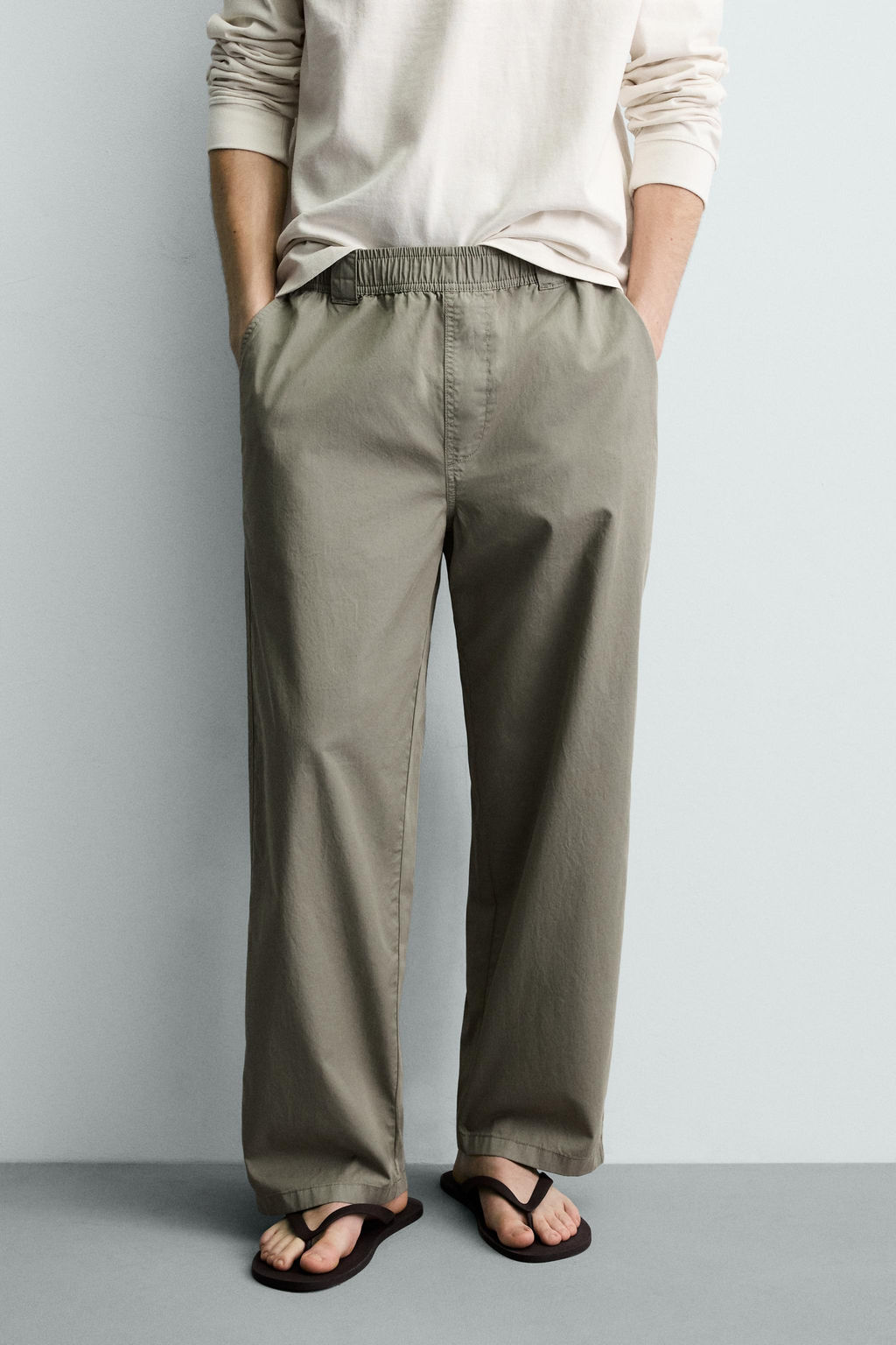 PANTAL?N RELAXED FIT ALGOD?N / Khaki claro - Zara фото 2