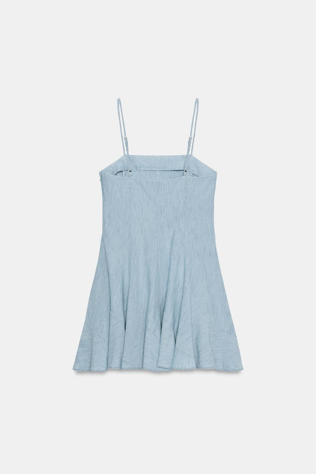 TRF DENIM MINI DRESS WITH GORES - Zara фото 6