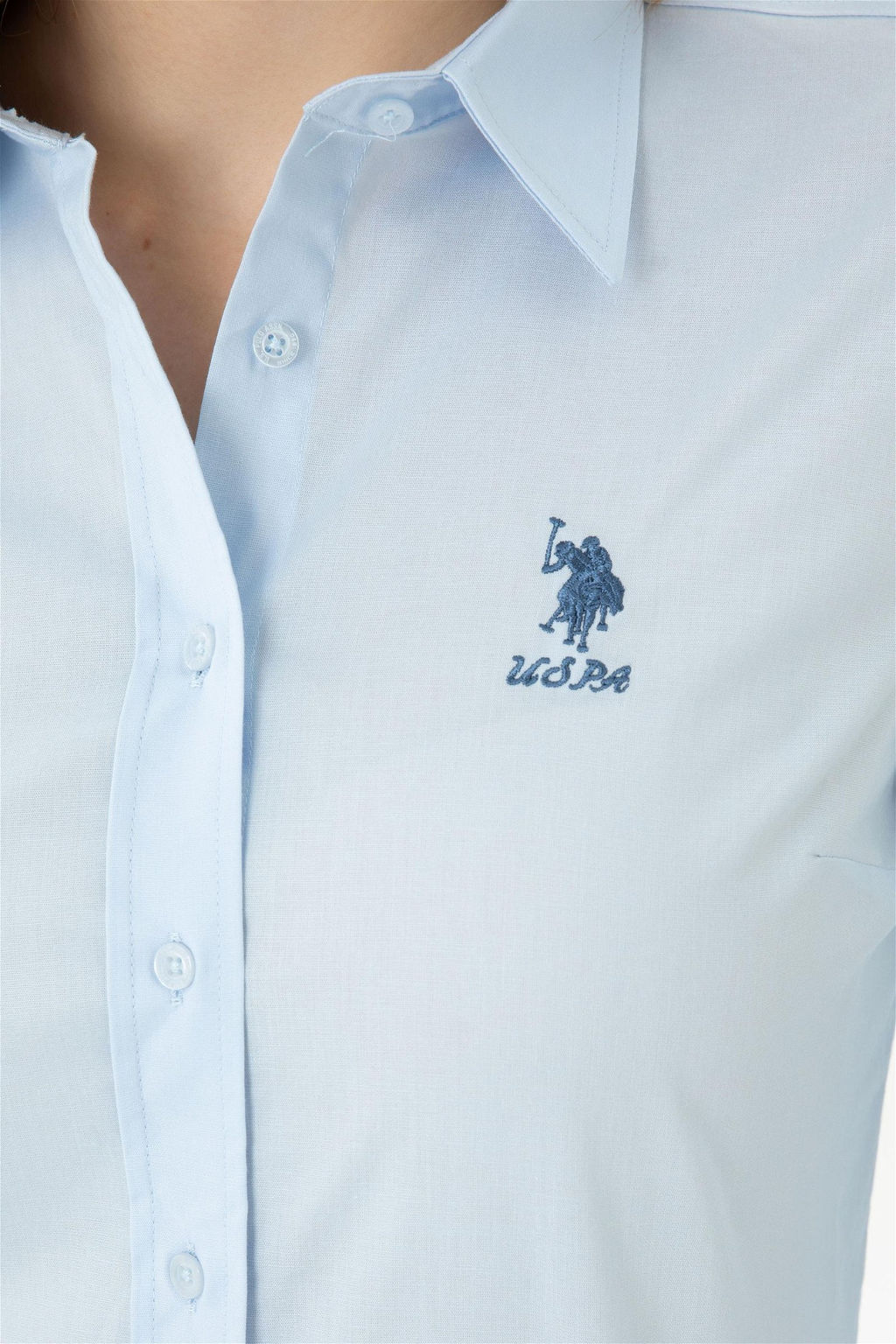 Женская голубая базовая рубашка с длинным рукавом - U.s. polo assn фото 12
