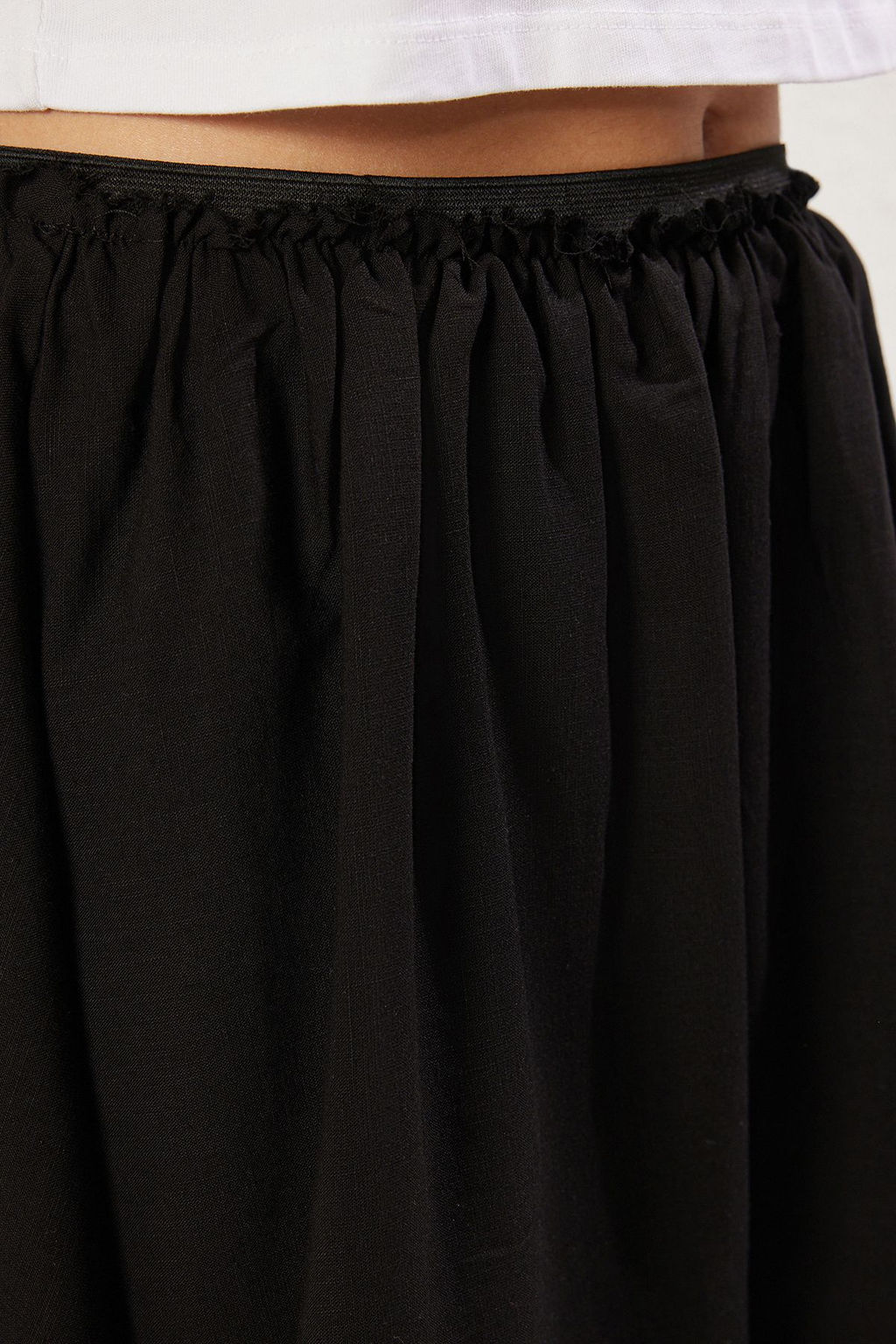 TRENDYOLMILLA Siyah Keten Gorunumlu Mini Klos Dokuma Etek TWOSS25ET00055 фото 5