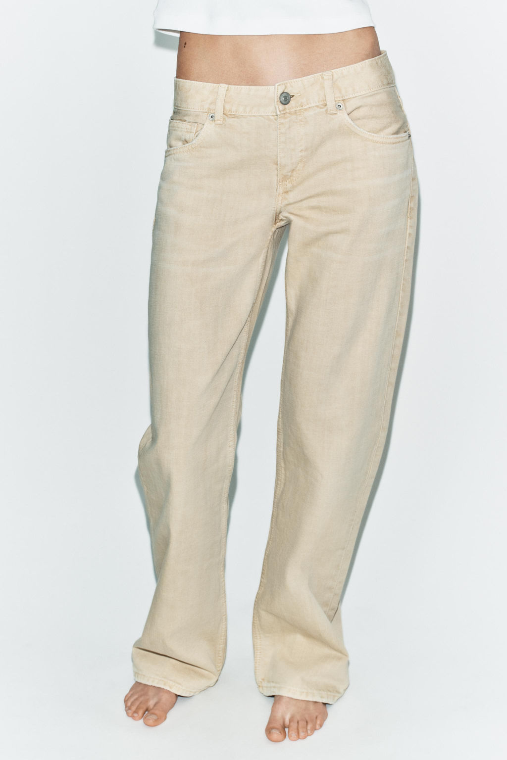 JEANS TRF WIDE LEG TIRO BAJO / Marr?n claro - Zara фото 3