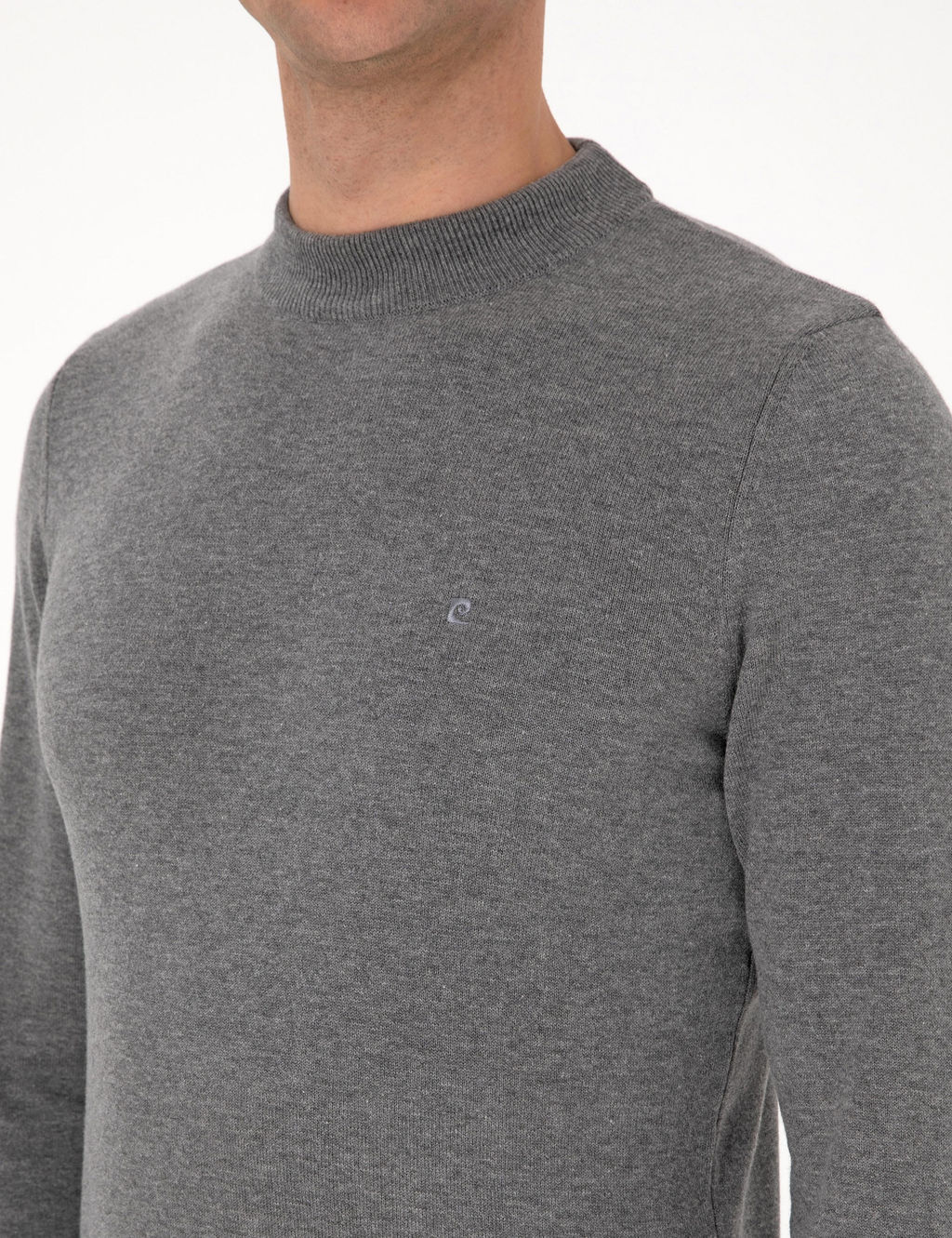 Gri Melanj Slim Fit _eyrek Yaka Basic Triko Kazak - Pierre cardin фото 7